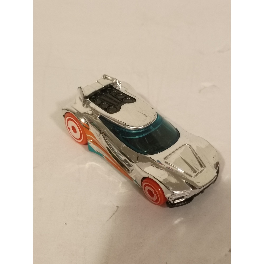 Hot Wheels Nerve Hammer Chrome Silver Orange Teal 1/64 Diecast Race Car